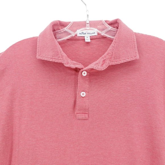 Peter Millar Other - Peter Millar Mens Golf Polo Shirt Red Striped Pima Cotton Tencel Size MEDIUM